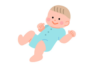 半袖ロンパースの赤ちゃんのイラスト