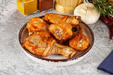 Raw marinated chicken drumstick for cooking