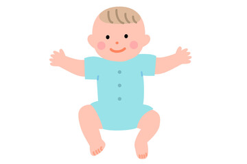 半袖ロンパースの赤ちゃんのイラスト