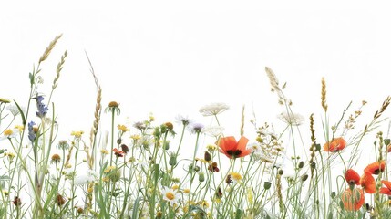 Fototapeta premium A beautiful image of wildflowers blooming in a meadow, perfect for creating a natural and rustic feel for your brand. Generative AI