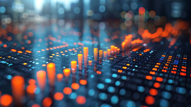 prices fluctuation as data with a blue tone, economy, AI Generative