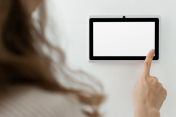 Smart home png screen panel monitor mockup on a wall