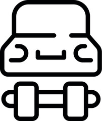 Line icon of a car lifting weights representing the concept of a healthy lifestyle