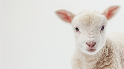 Obraz premium cute white lamb isolated on a white background, Animal photography