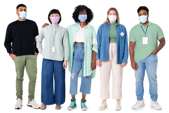 Png Diverse volunteers smiling mockup community service campaign