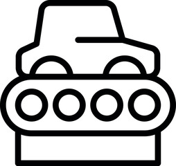 Manufacturing process with a car standing on an assembly line