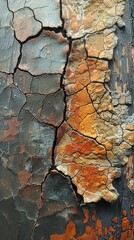 Macro shot of cracks in a neglected oil painting.