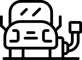 Simple line icon representing an electric car being charged from a power supply