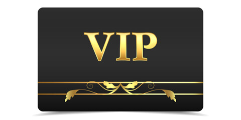 VIP on black background. Vip card. Luxury template design. VIP Invitation, gold ticket. Premium card for online casino or poker.	