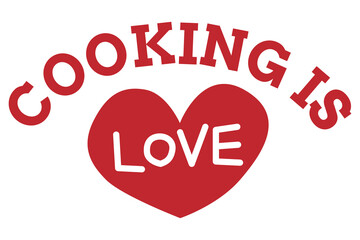 Red COKING IS LOVE png typography