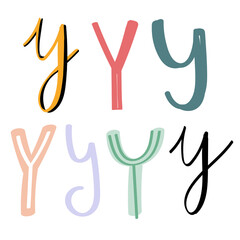 Y letter png doodle alphabet typography set