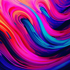 Obraz premium Abstract Wave of Colorful Paint Swirling in Water