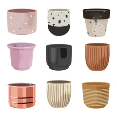 Plant pot PNG image clipart set for gardening