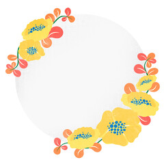 Border png, flower sticker illustration, flat design spring frame