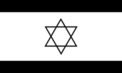 Graphic Israel flag vector illustration isolated. Middle East country. Israel black and white flag, national symbol. Patriotic sign.
