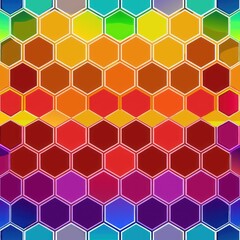 Seamless pattern of honeycomb grids with gradient color transitions, Generative AI