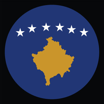 recommend clip art: Circle badge Kosovo flag button vector illustration isolated. Roundel banner Kosovo flag emblem. National symbol of territory in Balkan.