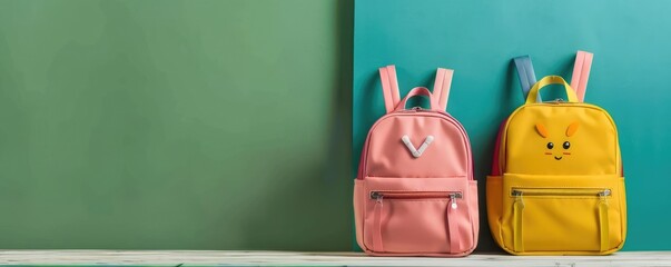 Back to school sale, stationery and backpacks, vibrant colors, essential supplies, student-focused display