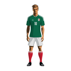 Soccer player in Mexico team uniform