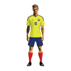 Soccer player in Colombia team uniform