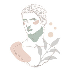 Greek man png sticker, feminine monoline design on transparent background