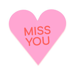 Heart shape stickers png transparent, miss you text