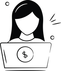 Grab this creative icon of sales girl, online sales girl