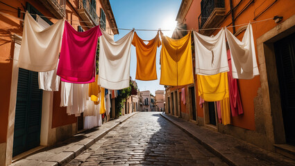 Drying clothes in an Italian city.