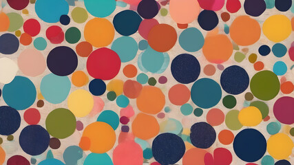 Hand drawn geometric seamless  Round circular dot  polka dot pattern. doodle.  AI generated image, ai