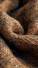 Fototapeta premium Macro view of a linen fabric showcasing its natural fibers, 8K, Full HD. 