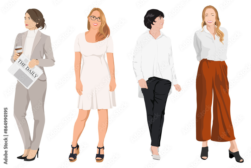 Wall mural successful women png sticker illustration, transparent background