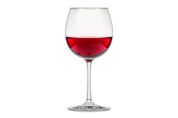 A glass with red wine isolated on white background, negative copy space. Rose wine splashing in glassware.