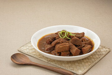 Daging Kelem, made from beef, coconut milk and spices. Indonesian food
