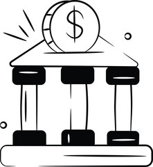 Building with pillars denoting concept vector of bank building in modern style