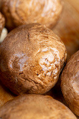 clean washed brown mushrooms after washing