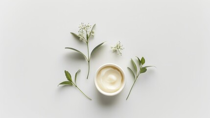 Facial or body cream sample displayed from above on a white background