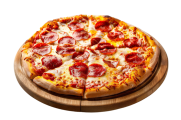 Delicious Pepperoni Pizza on Wooden Board