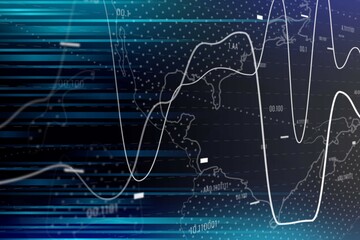 Speedy streams of light in blue patterned background