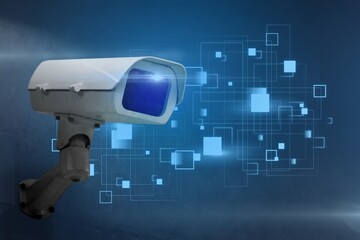Closeup of CCTV camera on the wall