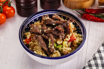 Traditional couscous with beef and vegetables