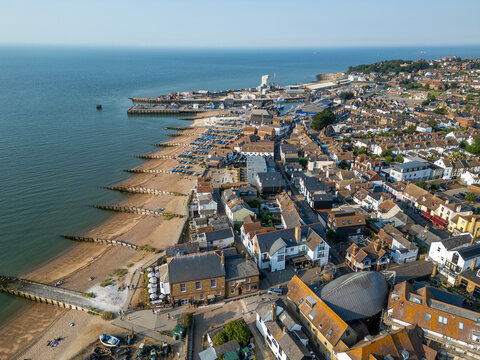 Whitstable aerial view during sunset