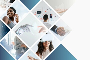 Technology meets humanity background, modern remake of The Creation of Adam