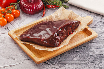 Raw beef liver for cooking