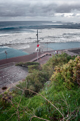 seascape natural swimming pools, strong swell with big waves. Tenerife, spain