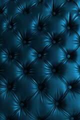 Fototapeta premium texture of dark blue, teal new leather sofa, button tufting pattern, elegant, luxury, shiny, closeup, photorealistic // ai-generated 