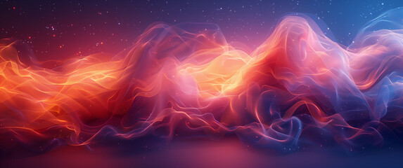 Fototapeta premium A mesmerizing image featuring swirling clouds of fiery red and cool blue smoke, blending together seamlessly against a dark background. Perfect for abstract and creative projects.