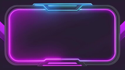 Neon Gaming Frame with Futuristic Glow: Continuous Loop, Black Background