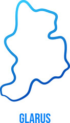 Glarus Canton, Switzerland simplified blue gradient map with title