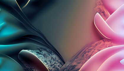 Colorful blue and bright pink abstract digital modern art wallpaper graphic background.