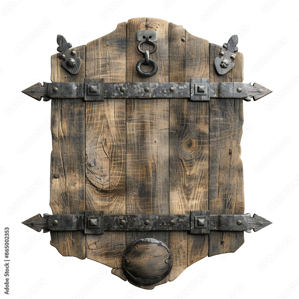 Sticker blank medieval sign isolated on transparent background generative ai